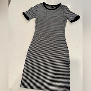 H&M Black and White Striped Mini Dress